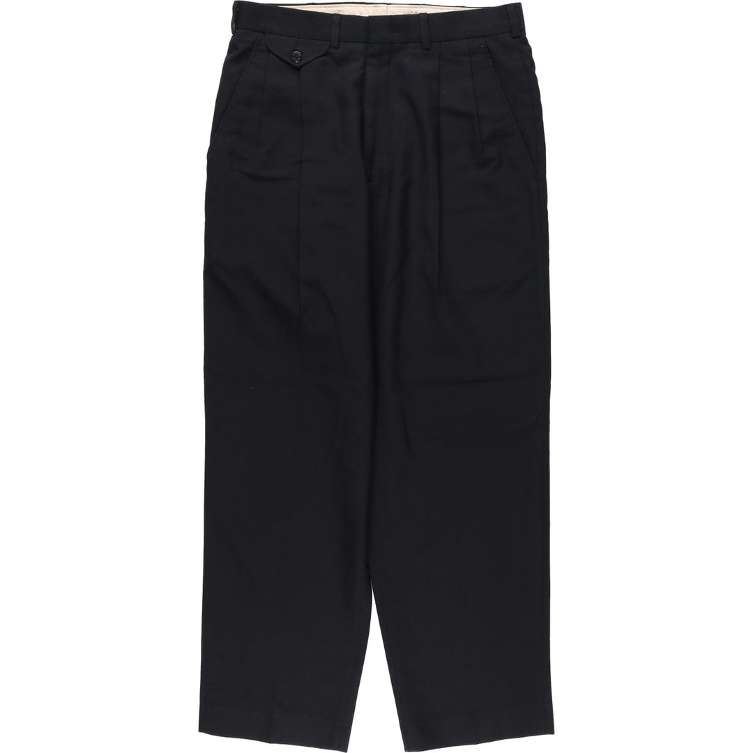 90'S Savane two-pleat wide-leg trousers, men's size W32 (approx.) polyester black type Vintage Second Hand