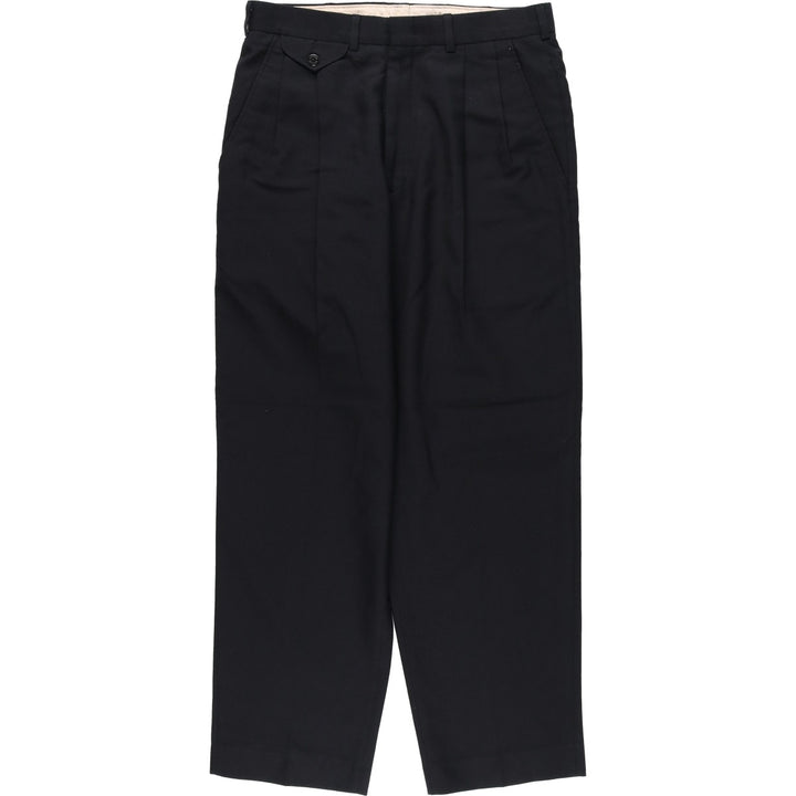 90'S Savane two-pleat wide-leg trousers, men's size W32 (approx.) polyester black type Vintage Second Hand