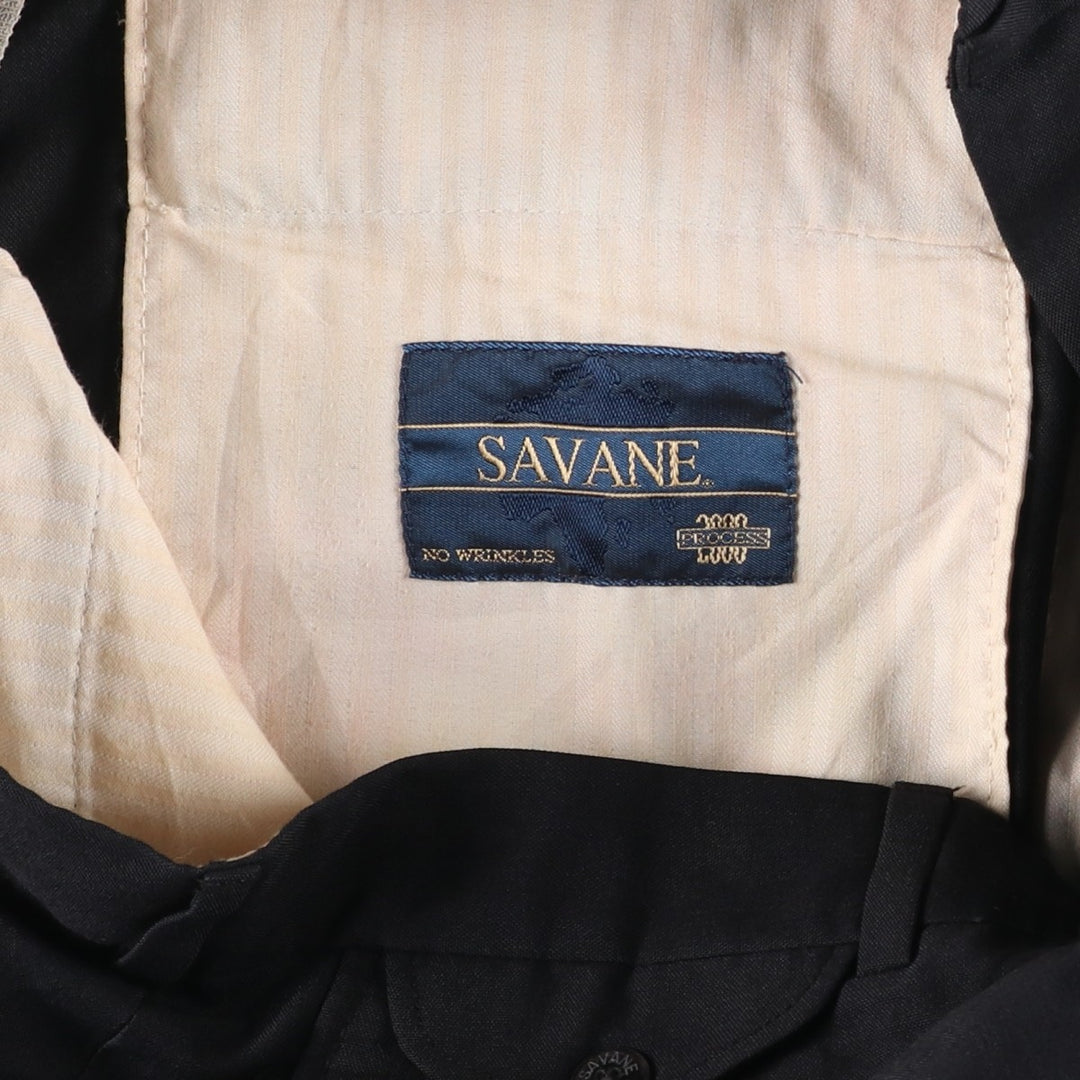 90'S Savane two-pleat wide-leg trousers, men's size W32 (approx.) polyester black type Vintage Second Hand