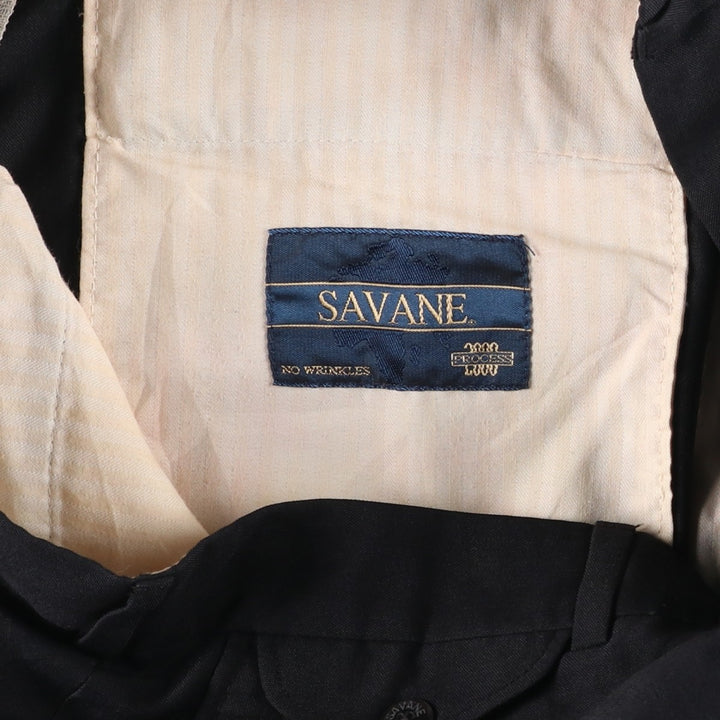 90'S Savane two-pleat wide-leg trousers, men's size W32 (approx.) polyester black type Vintage Second Hand