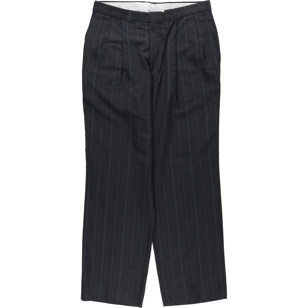 80s-90'S Towncraft Custom Fit Suits, Stripe Pattern, Two-Pleat Wide-Leg Trousers, Made in USA, Men's W32 (approx.) polyester gray type Vintage Second Hand