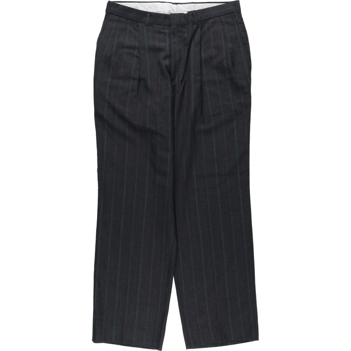 80s-90'S Towncraft Custom Fit Suits, Stripe Pattern, Two-Pleat Wide-Leg Trousers, Made in USA, Men's W32 (approx.) polyester gray type Vintage Second Hand