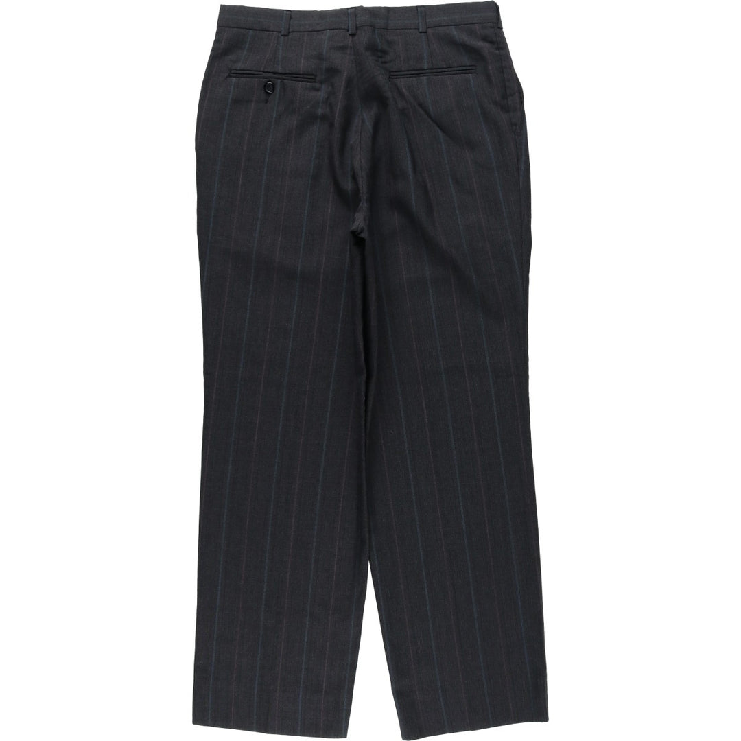 80s-90'S Towncraft Custom Fit Suits, Stripe Pattern, Two-Pleat Wide-Leg Trousers, Made in USA, Men's W32 (approx.) polyester gray type Vintage Second Hand