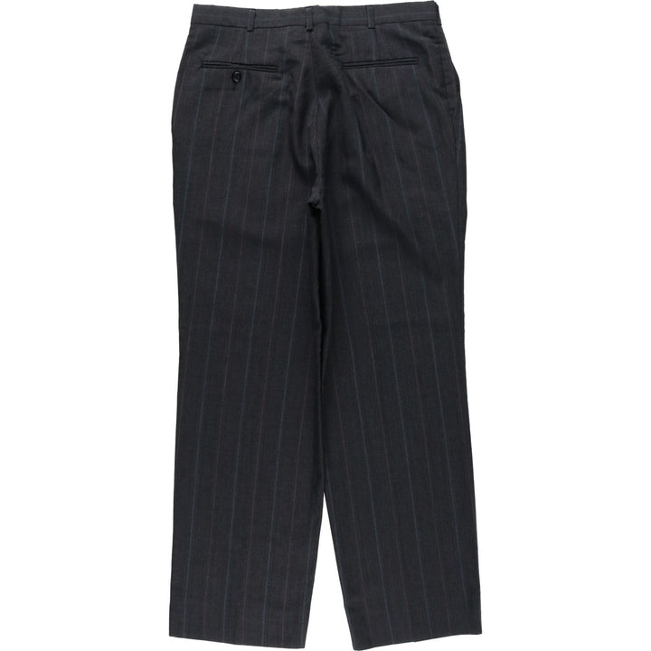 80s-90'S Towncraft Custom Fit Suits, Stripe Pattern, Two-Pleat Wide-Leg Trousers, Made in USA, Men's W32 (approx.) polyester gray type Vintage Second Hand