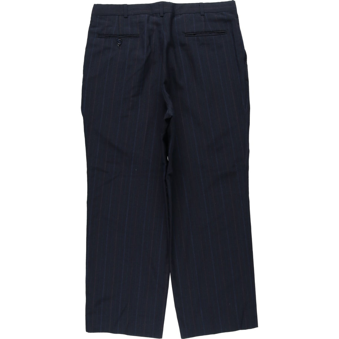 80s-90'S TOWNCRAFT CUSTOM FIT SUITS Stripe Pattern Two-Pleat Slacks Pants Made in USA Men's W34 (approx.) Vintage polyester navy blue type Vintage Second Hand