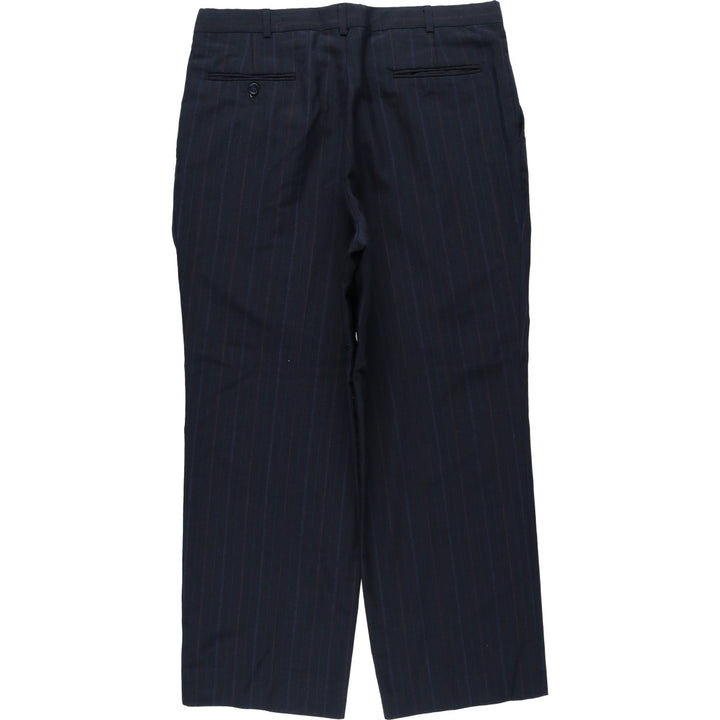 80s-90'S TOWNCRAFT CUSTOM FIT SUITS Stripe Pattern Two-Pleat Slacks Pants Made in USA Men's W34 (approx.) Vintage polyester navy blue type Vintage Second Hand