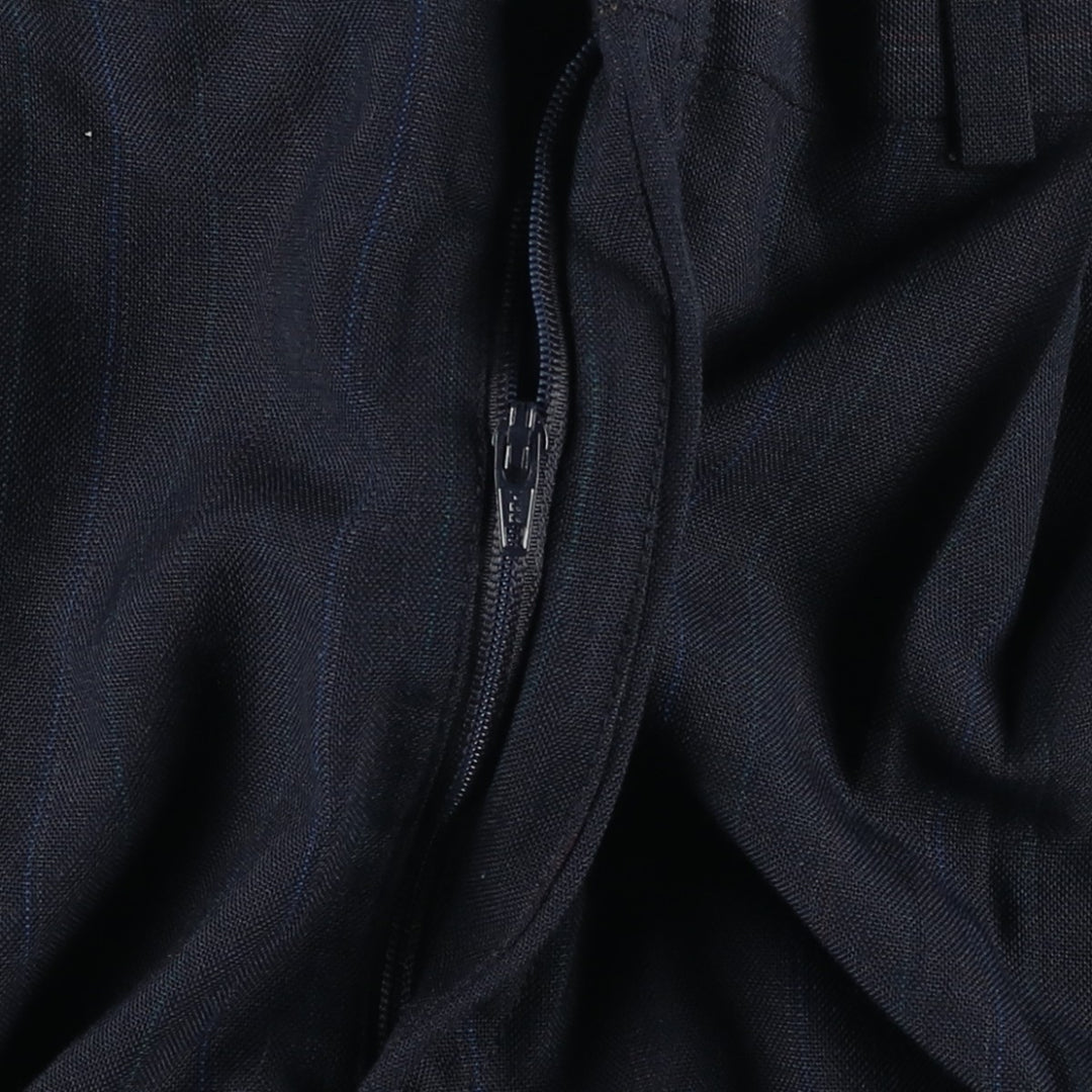 80s-90'S TOWNCRAFT CUSTOM FIT SUITS Stripe Pattern Two-Pleat Slacks Pants Made in USA Men's W34 (approx.) Vintage polyester navy blue type Vintage Second Hand