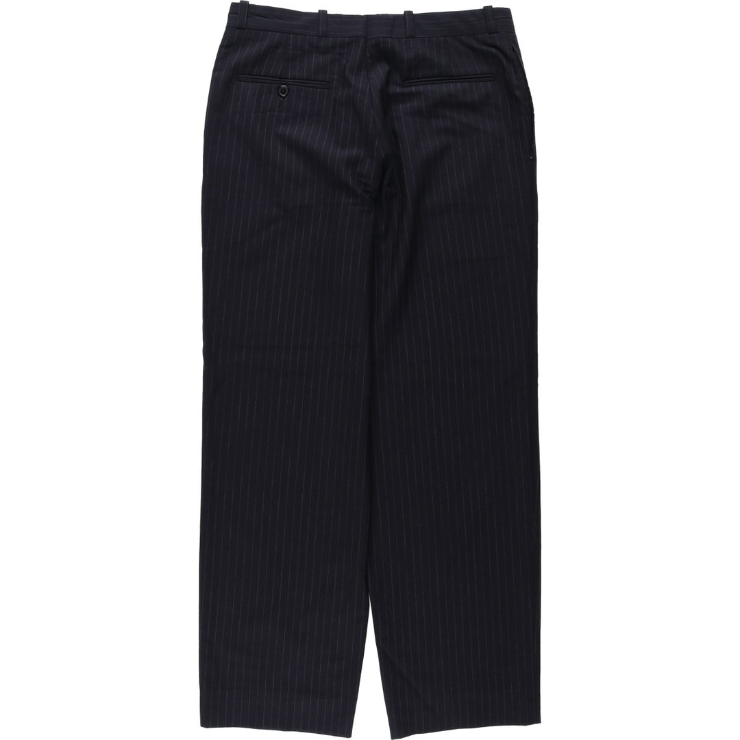 Striped Pattern Slacks, Wide Leg Pants, Made in Canada, Men's Size W32 (approx.), Vintage unclear black type Vintage Second Hand