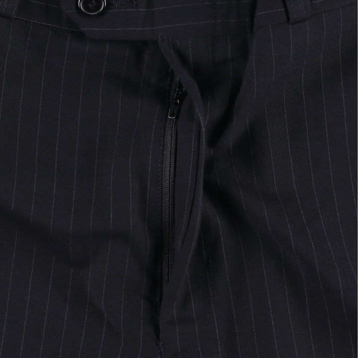 Striped Pattern Slacks, Wide Leg Pants, Made in Canada, Men's Size W32 (approx.), Vintage unclear black type Vintage Second Hand