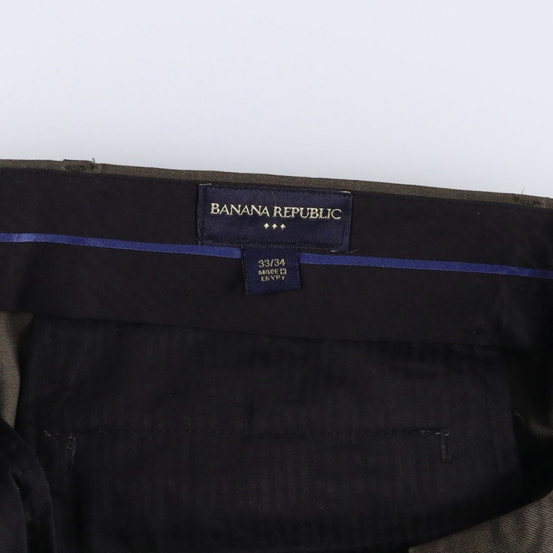 2000'S Banana Republic wool trousers/slacks, men's size W35 (approx.) wool Khaki type brown Vintage Second Hand