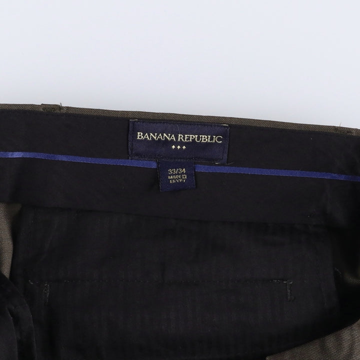 2000'S Banana Republic wool trousers/slacks, men's size W35 (approx.) wool Khaki type brown Vintage Second Hand