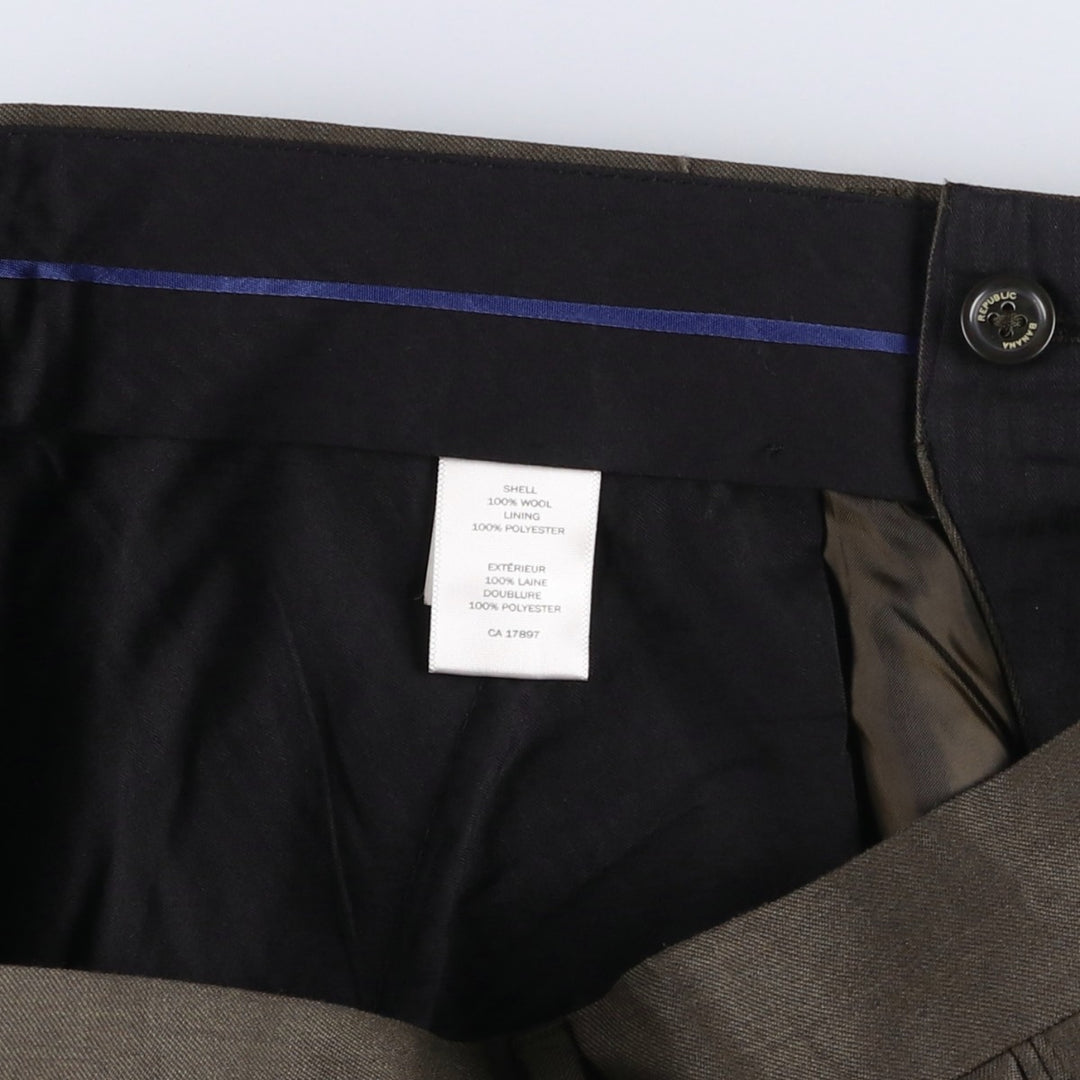 2000'S Banana Republic wool trousers/slacks, men's size W35 (approx.) wool Khaki type brown Vintage Second Hand