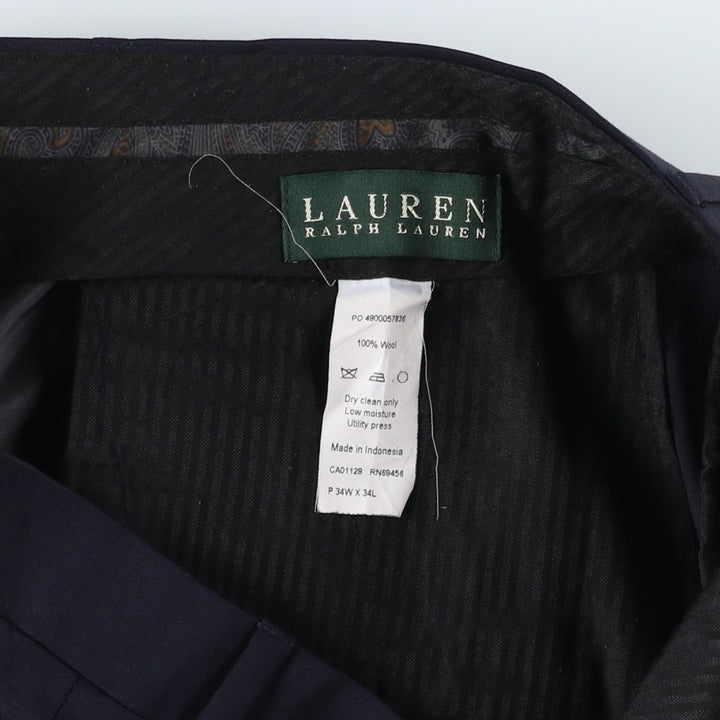 Ralph Lauren LAUREN Lauren Two-pleat wool pants slacks for men, equivalent to W34 wool navy blue type Vintage Second Hand