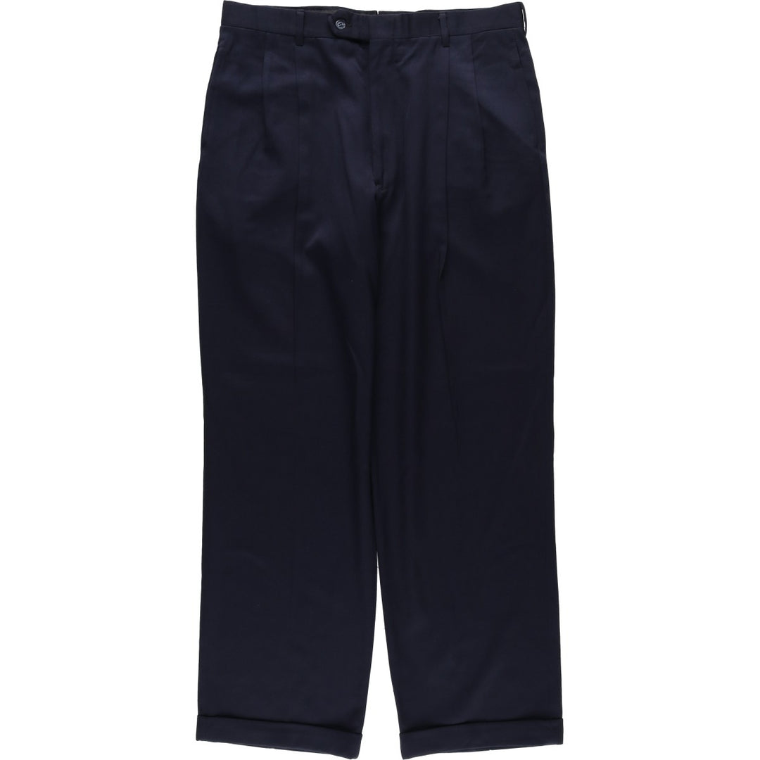 ~1990'S Jos.A.Bank Two-Pleat Wool Trousers, Men's Size W35 (approx.) wool navy blue type Vintage Second Hand