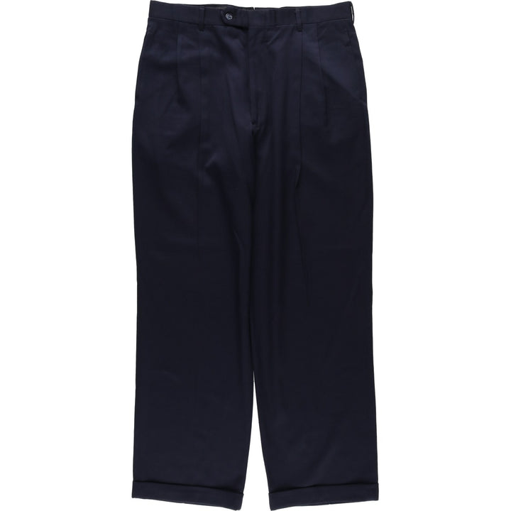 ~1990'S Jos.A.Bank Two-Pleat Wool Trousers, Men's Size W35 (approx.) wool navy blue type Vintage Second Hand