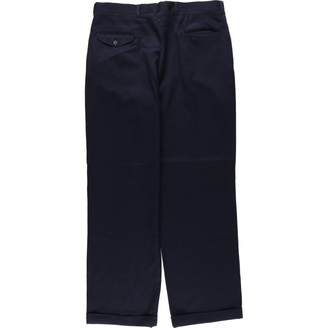 ~1990'S Jos.A.Bank Two-Pleat Wool Trousers, Men's Size W35 (approx.) wool navy blue type Vintage Second Hand