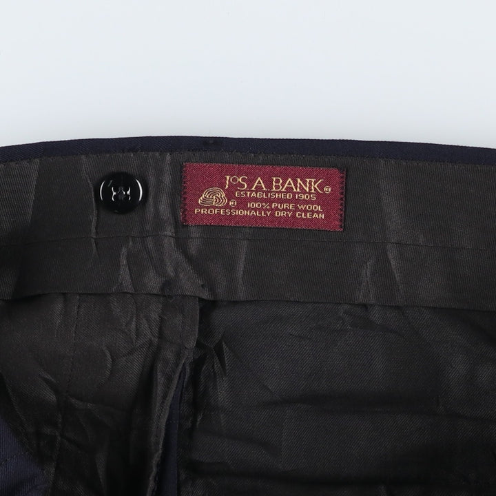 ~1990'S Jos.A.Bank Two-Pleat Wool Trousers, Men's Size W35 (approx.) wool navy blue type Vintage Second Hand