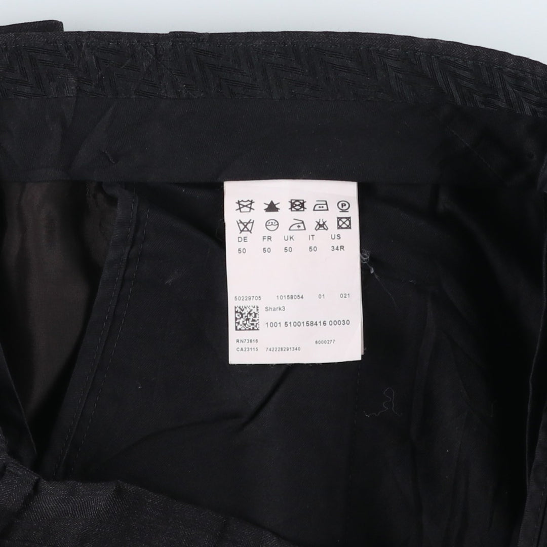 Hugo Boss wool trousers, men's size W35 (approx.) wool black type Vintage Second Hand