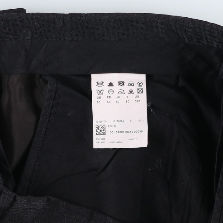 Hugo Boss wool trousers, men's size W35 (approx.) wool black type Vintage Second Hand