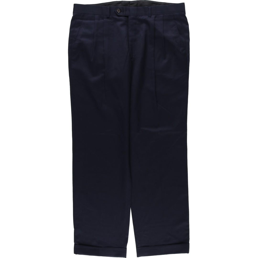 Ralph Lauren LAUREN Two-pleat wool trousers/slacks, made in Canada, men's size W35 (approx.) wool navy blue type Vintage Second Hand