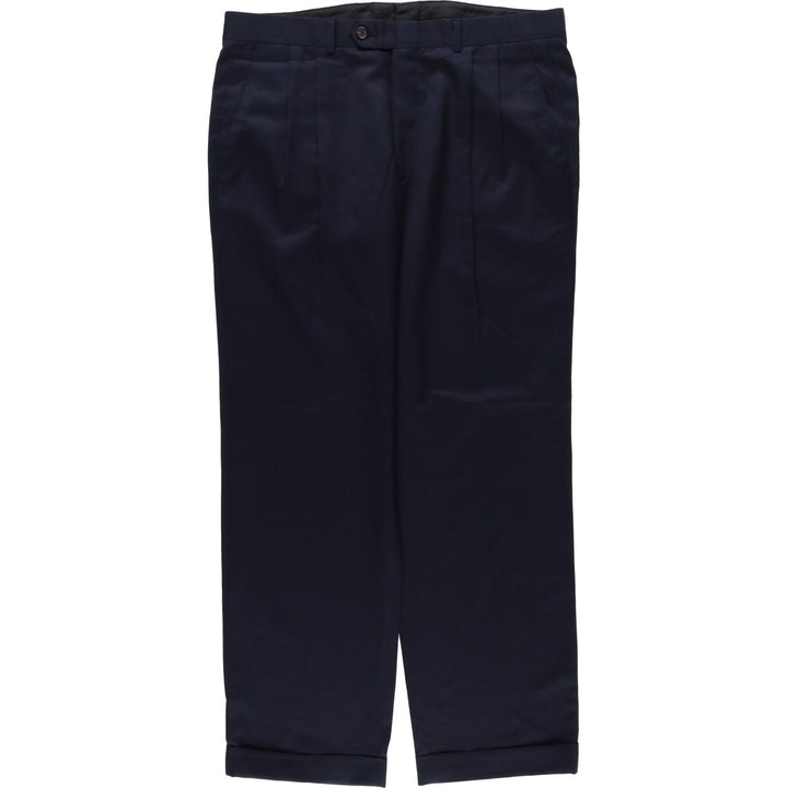 Ralph Lauren LAUREN Two-pleat wool trousers/slacks, made in Canada, men's size W35 (approx.) wool navy blue type Vintage Second Hand