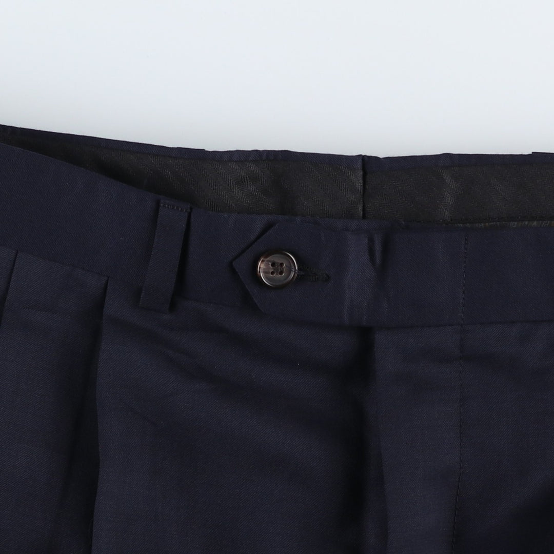 Ralph Lauren LAUREN Two-pleat wool trousers/slacks, made in Canada, men's size W35 (approx.) wool navy blue type Vintage Second Hand