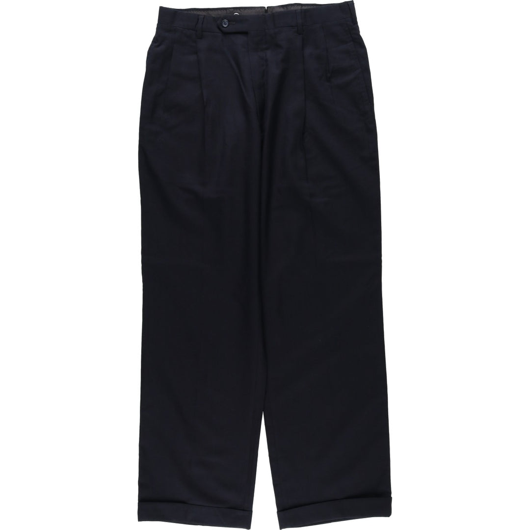 ~1990'S Jos.A.Bank Two-Pleat Wool Trousers, Made in USA, Men's Size W32 (approx.) wool navy blue type Vintage Second Hand