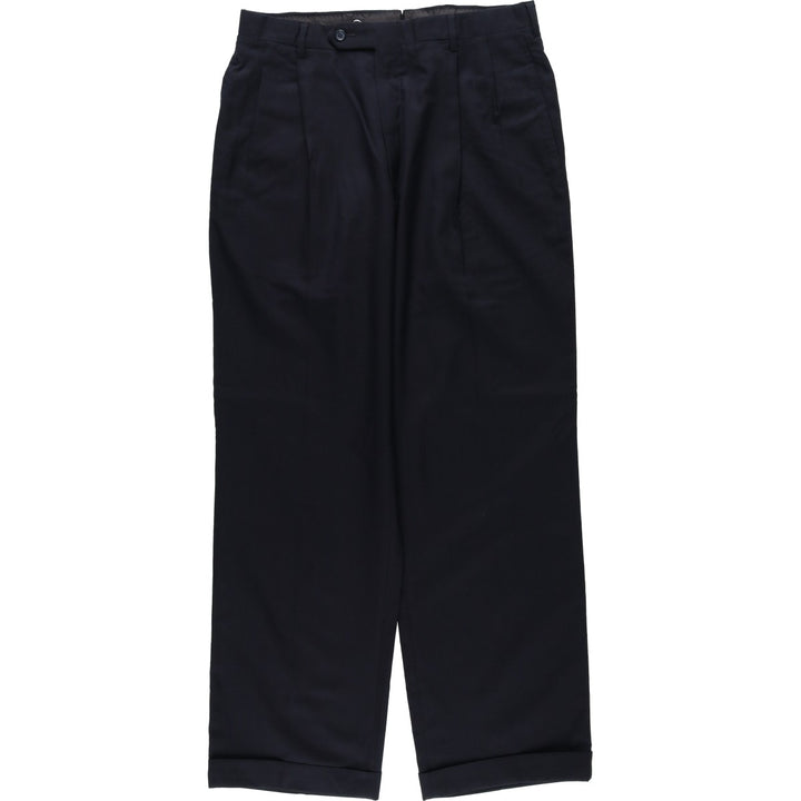 ~1990'S Jos.A.Bank Two-Pleat Wool Trousers, Made in USA, Men's Size W32 (approx.) wool navy blue type Vintage Second Hand