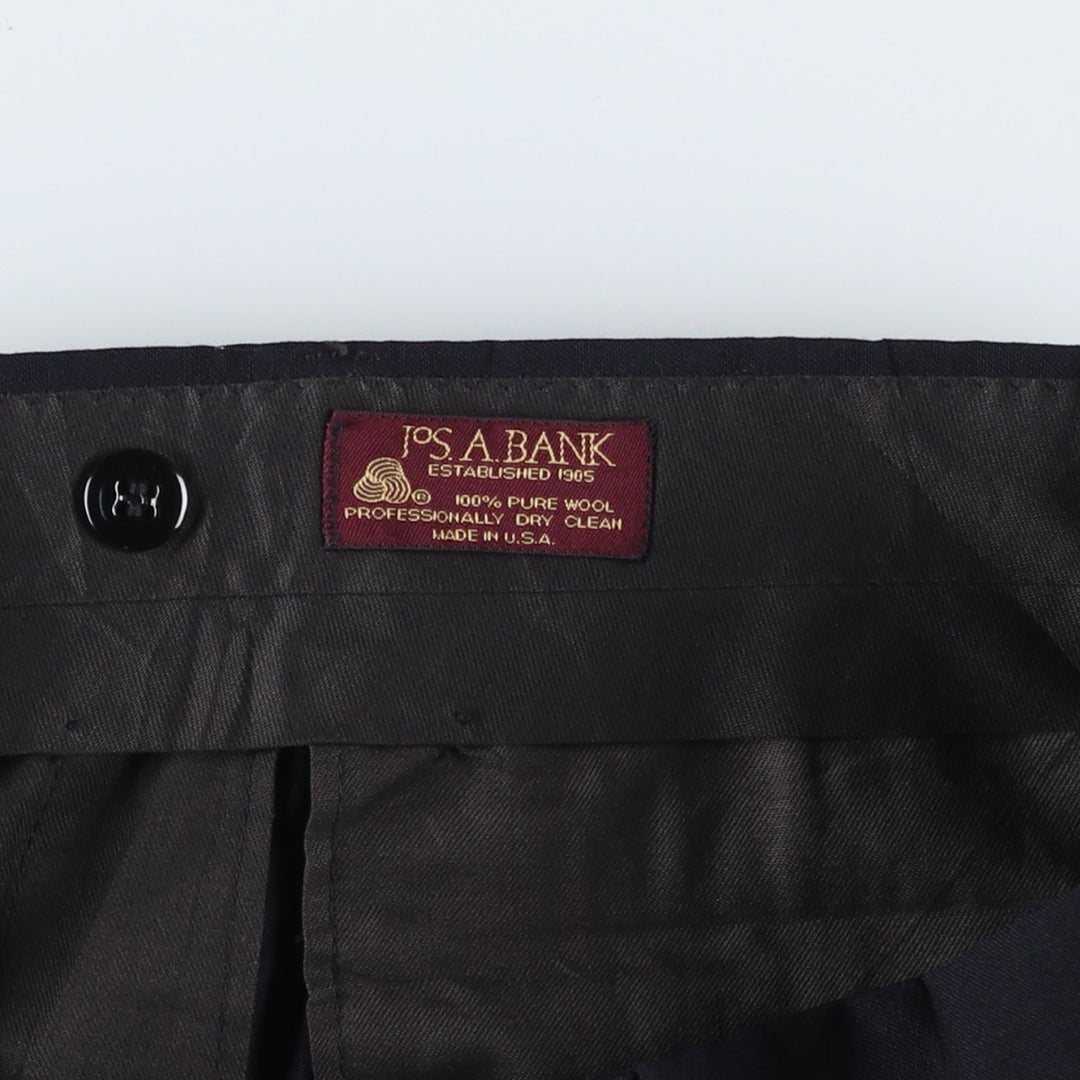 ~1990'S Jos.A.Bank Two-Pleat Wool Trousers, Made in USA, Men's Size W32 (approx.) wool navy blue type Vintage Second Hand