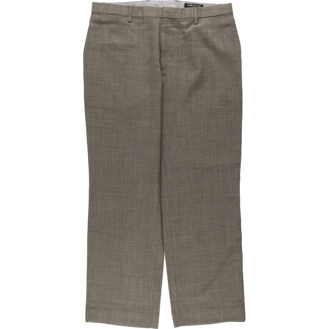 Banana Republic Classic Fit all-over print wool trousers/slacks, men's size W35 (approx.), vintage. wool beige type brown Vintage Second Hand