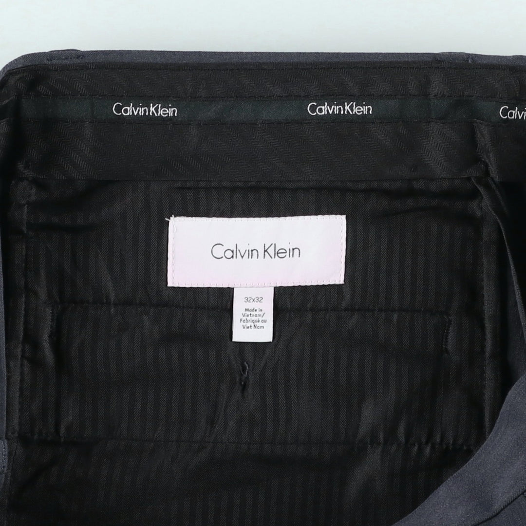 00s~ Calvin Klein slacks for men, size W34 polyester gray type Vintage Second Hand