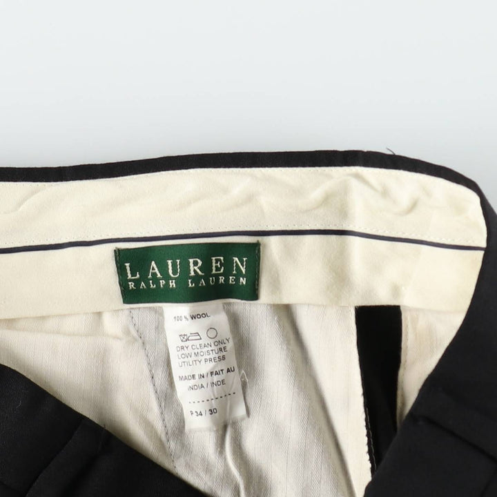 Ralph Lauren LAUREN Lauren Two-pleat wool pants slacks for men, equivalent to W35 wool black type Vintage Second Hand