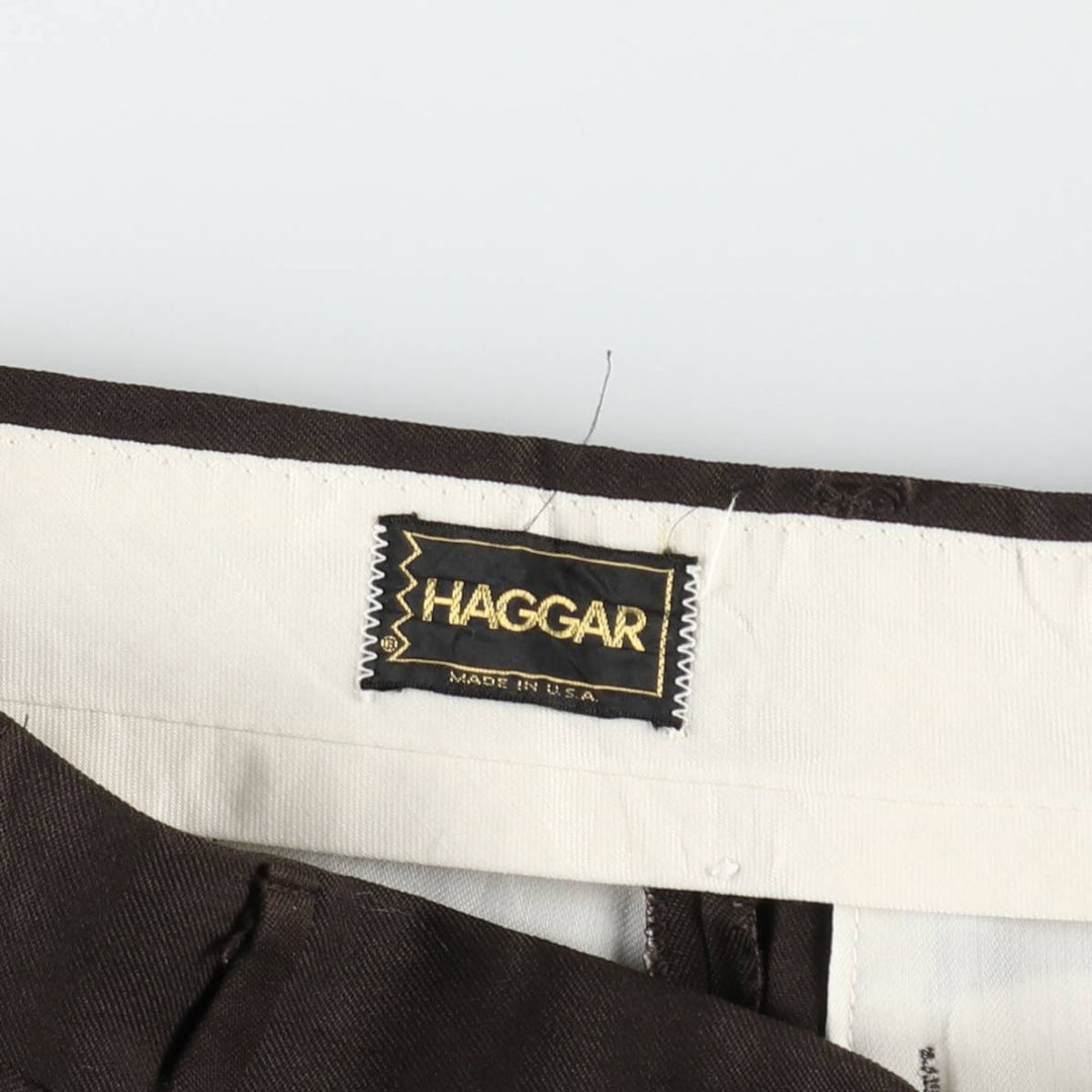70s-80'S HAGGAR slacks pants, made in USA, men's size W35 equivalent, vintage. unclear brown type Vintage Second Hand