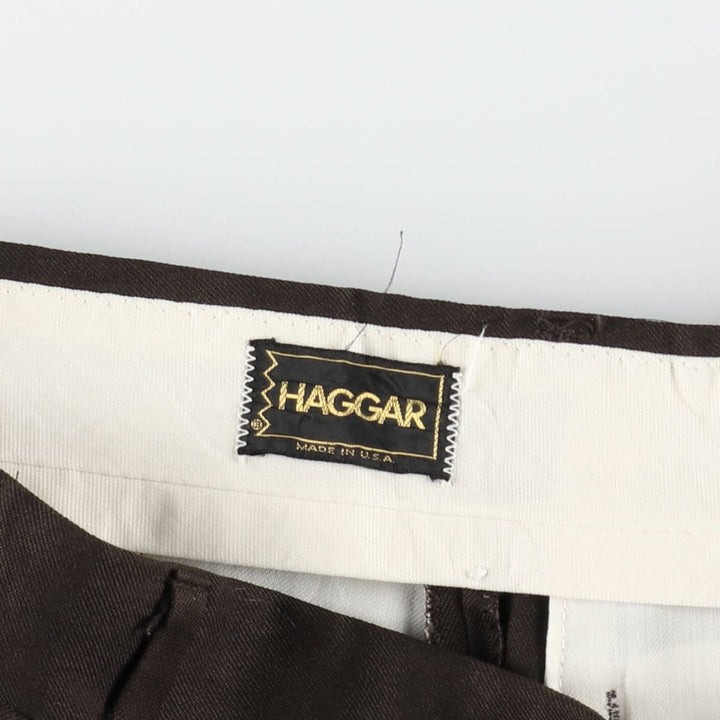 70s-80'S HAGGAR slacks pants, made in USA, men's size W35 equivalent, vintage. unclear brown type Vintage Second Hand