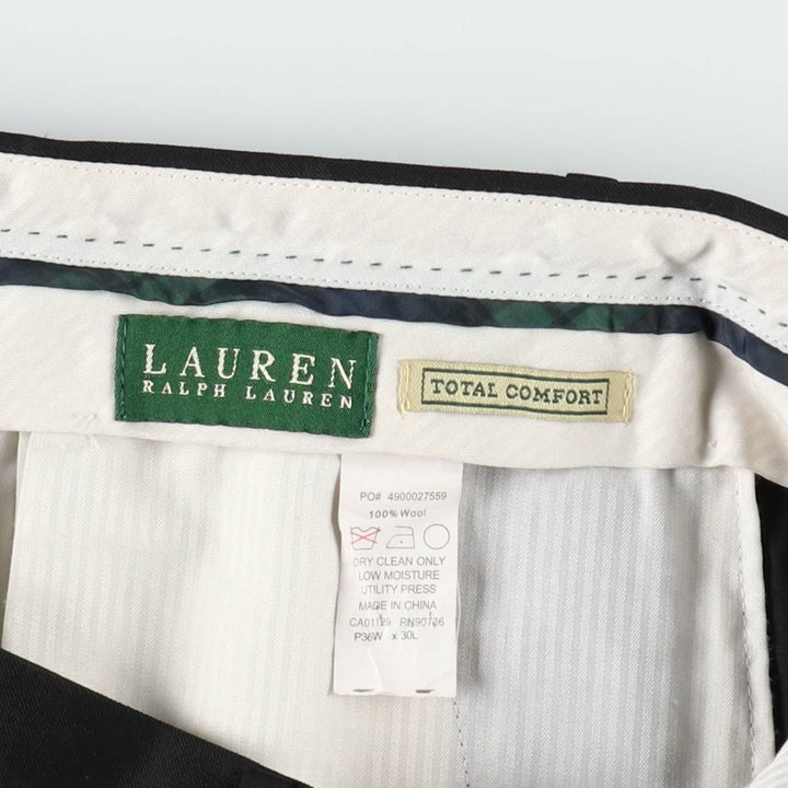 Ralph Lauren LAUREN Lauren Two-pleat wool pants slacks for men, equivalent to W36 wool black type Vintage Second Hand
