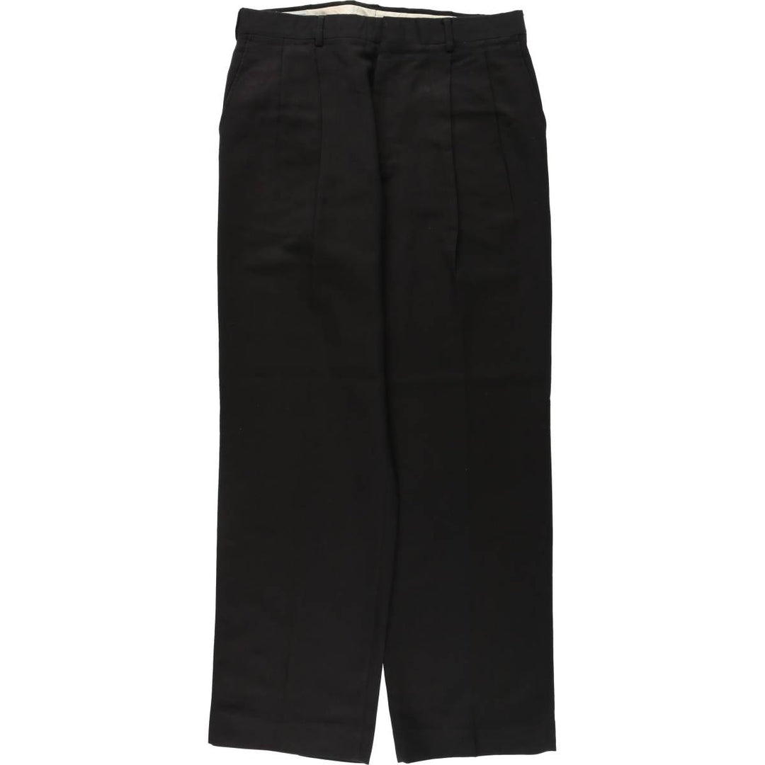 70s-80'S HIGGINS Two-Pleat Slacks Pants, Made in USA, Men's W34 (approx.), Vintage unclear black type Vintage Second Hand