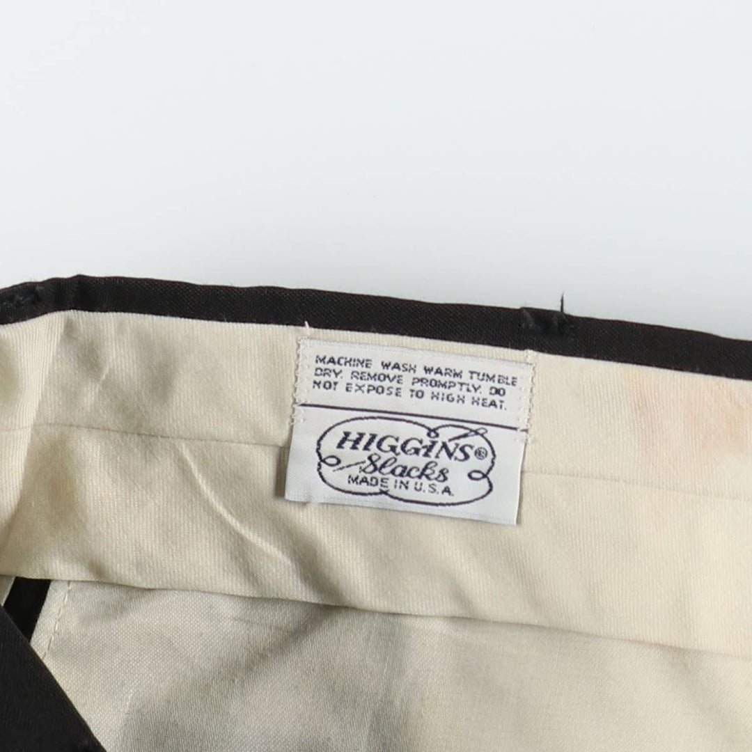 70s-80'S HIGGINS Two-Pleat Slacks Pants, Made in USA, Men's W34 (approx.), Vintage unclear black type Vintage Second Hand