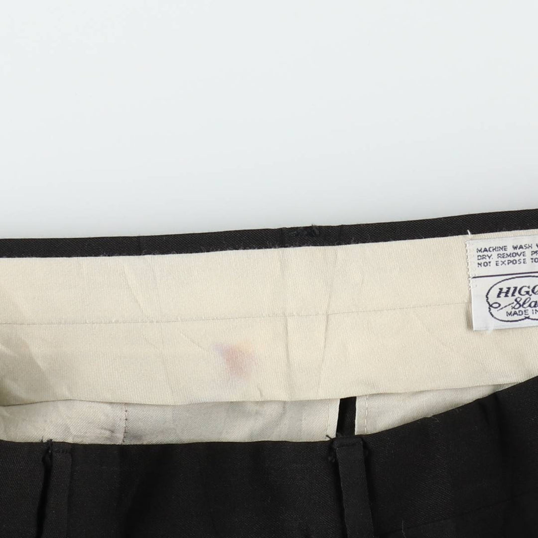 70s-80'S HIGGINS Two-Pleat Slacks Pants, Made in USA, Men's W34 (approx.), Vintage unclear black type Vintage Second Hand