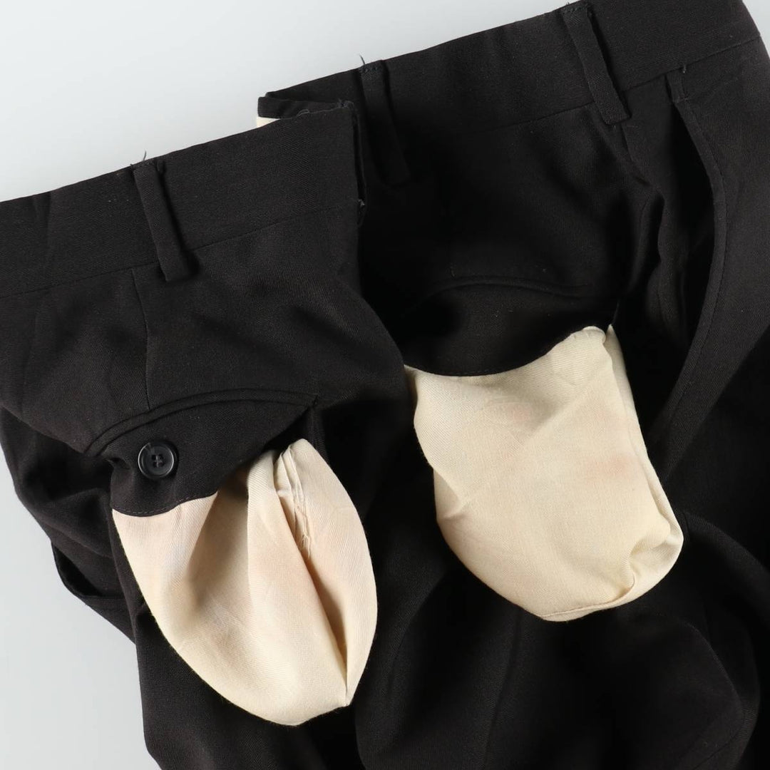 70s-80'S HIGGINS Two-Pleat Slacks Pants, Made in USA, Men's W34 (approx.), Vintage unclear black type Vintage Second Hand