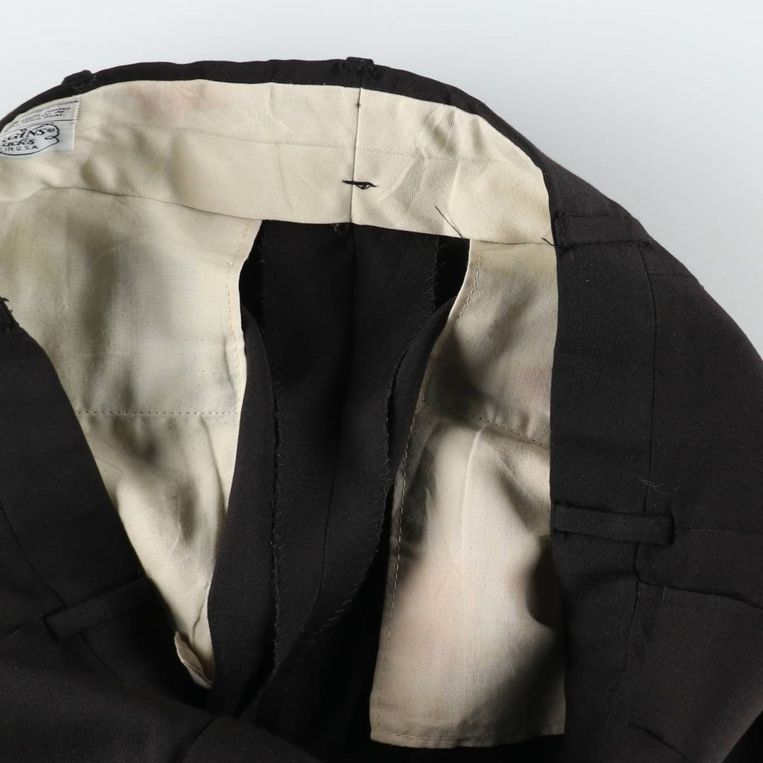 70s-80'S HIGGINS Two-Pleat Slacks Pants, Made in USA, Men's W34 (approx.), Vintage unclear black type Vintage Second Hand