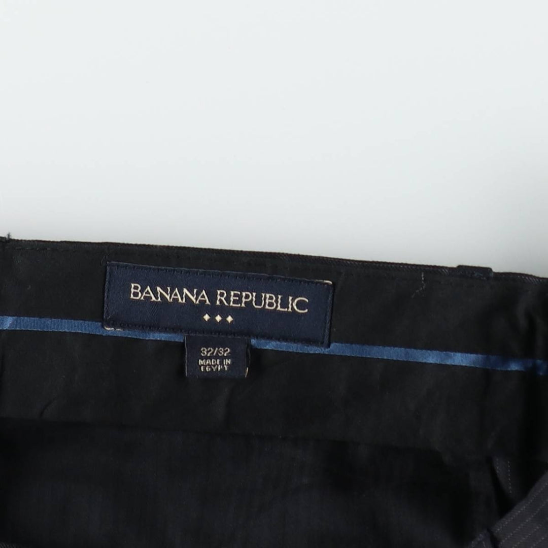 2000'S Banana Republic Striped Wool Pants, Men's Size 32 wool black type Vintage Second Hand