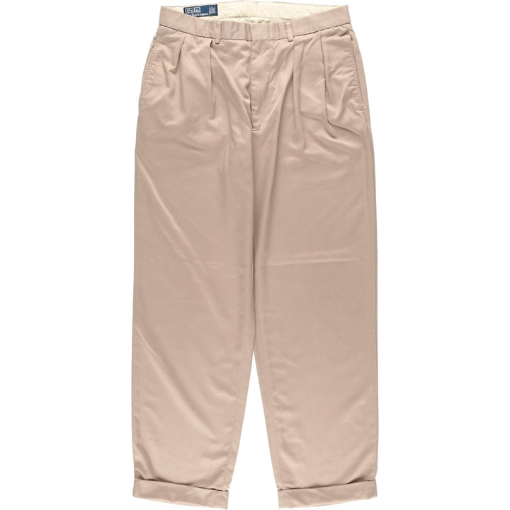 Ralph Lauren POLO by Ralph Lauren two-pleat slacks, men's size W32 polyester Beige type Vintage Second Hand