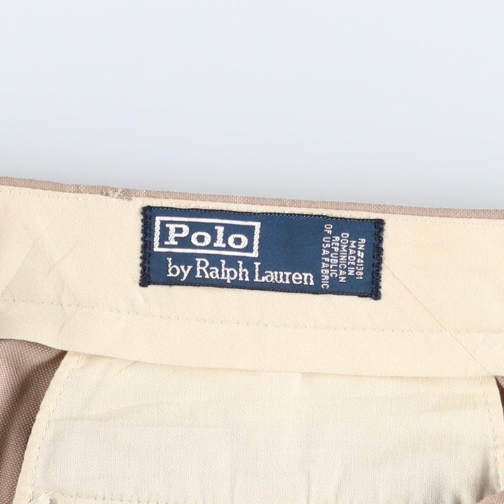 Ralph Lauren POLO by Ralph Lauren two-pleat slacks, men's size W32 polyester Beige type Vintage Second Hand