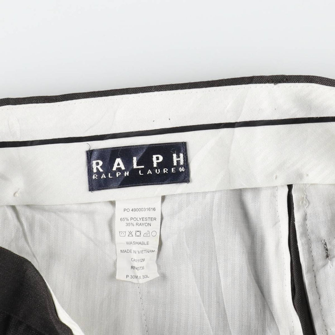 Ralph Lauren RALPH Two-pleat slacks pants for men, equivalent to size W30. polyester brown type Vintage Second Hand