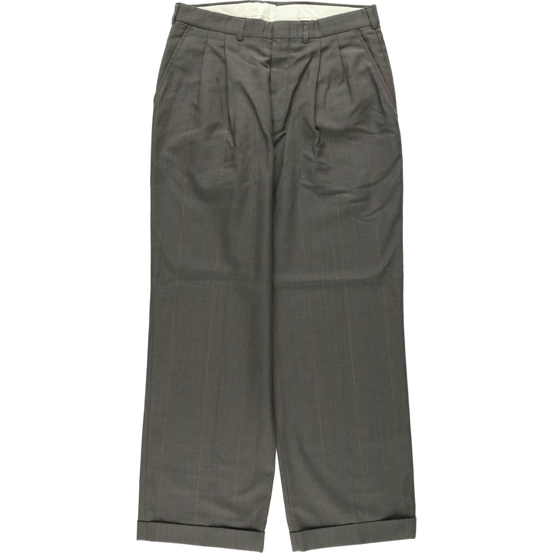 Vintage striped two-pleat men's slacks, size W31. polyester Khaki type Vintage Second Hand