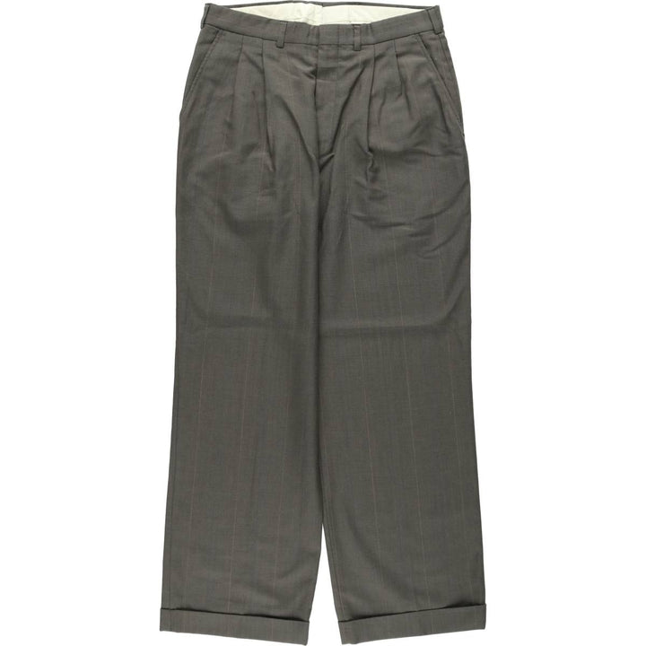 Vintage striped two-pleat men's slacks, size W31. polyester Khaki type Vintage Second Hand