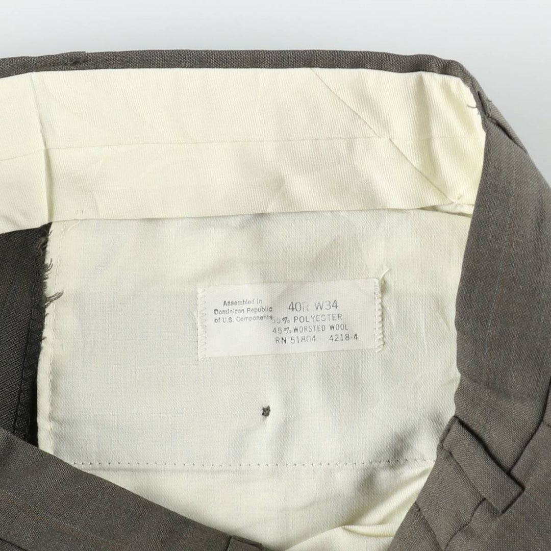 Vintage striped two-pleat men's slacks, size W31. polyester Khaki type Vintage Second Hand