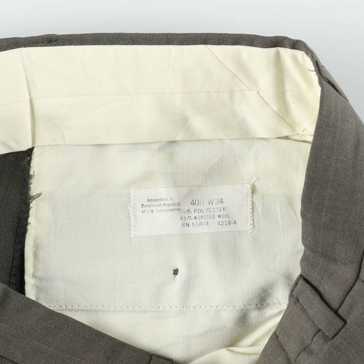 Vintage striped two-pleat men's slacks, size W31. polyester Khaki type Vintage Second Hand