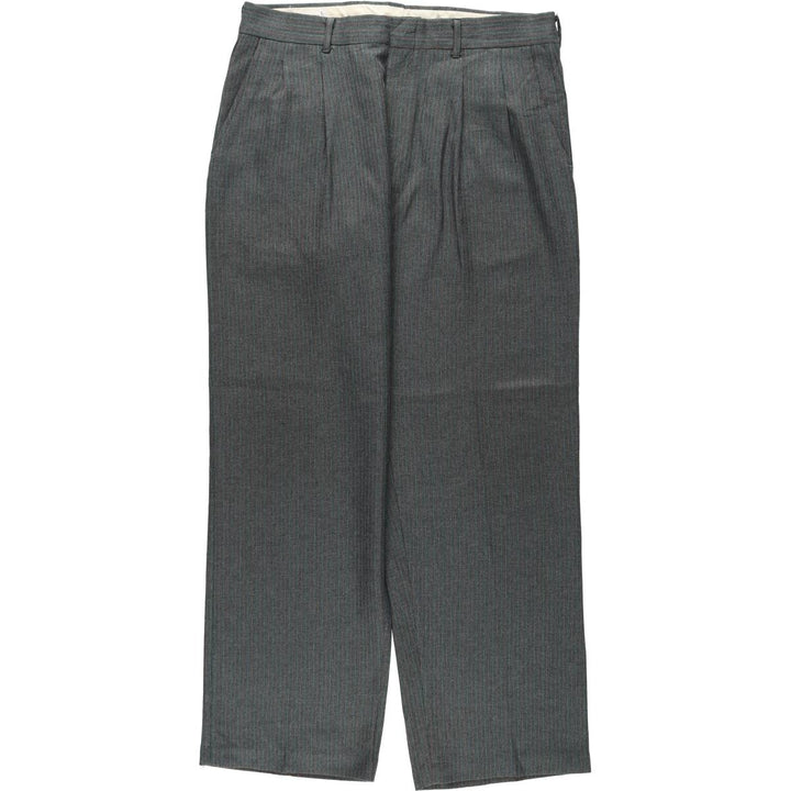 Striped Pattern Two-Pleat Slacks Pants, Made in USA, Men's Size W33 (approx.), Vintage unclear gray type Vintage Second Hand