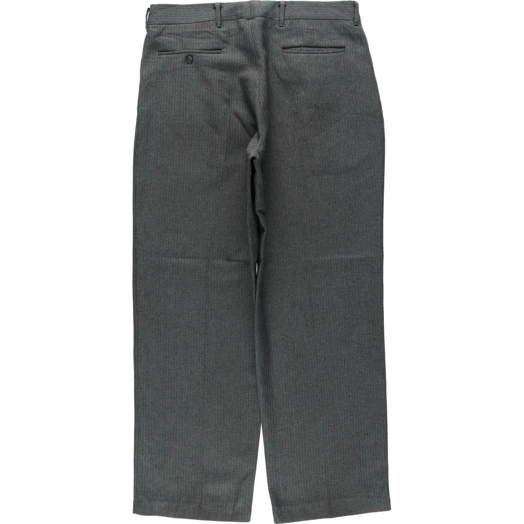 Striped Pattern Two-Pleat Slacks Pants, Made in USA, Men's Size W33 (approx.), Vintage unclear gray type Vintage Second Hand